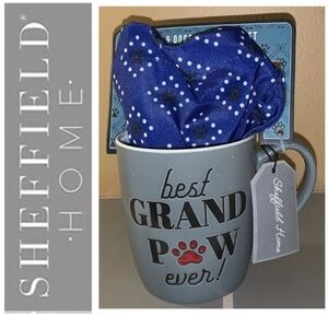🧑‍🎄🦃 Dog Grandpa: BEST GRAND PAW EVER Mug, Bandana by Sheffield Home NWT